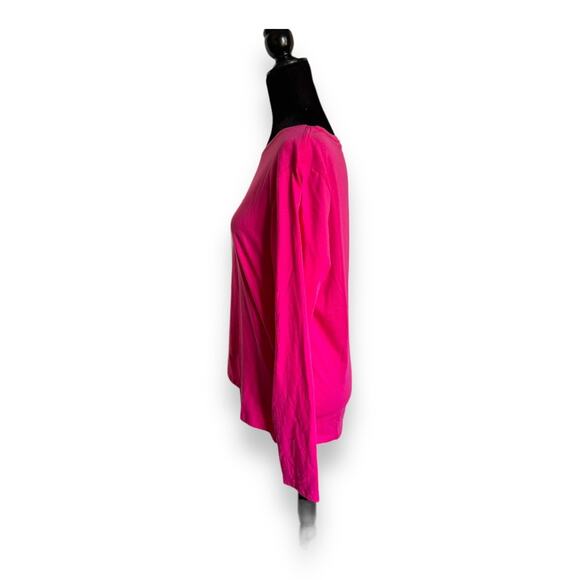 Amazon Essentials Womens Top Sz L Hot Pink Long Sleeve Knit Solid Round Neck NEW - Picture 6 of 8
